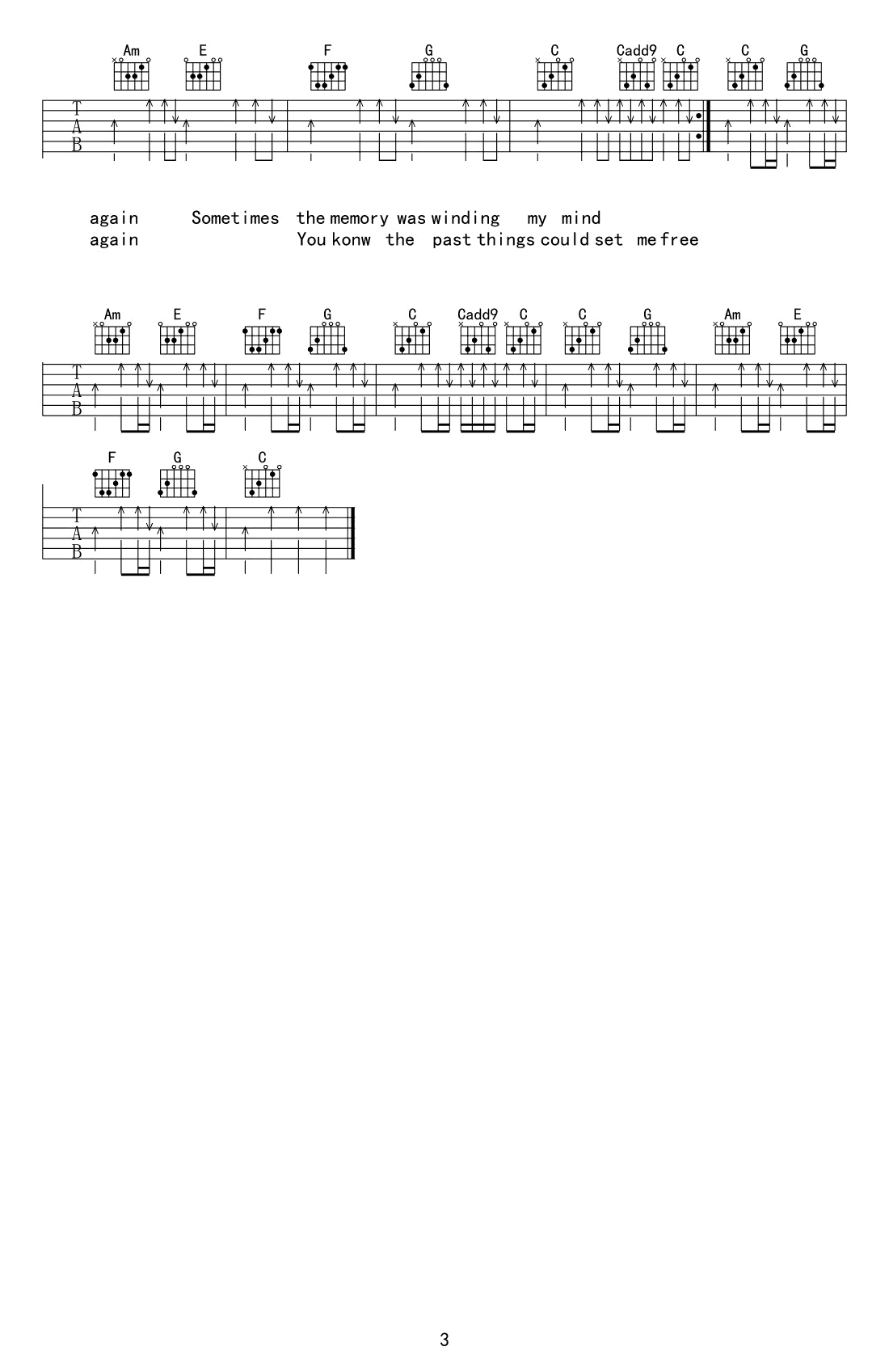 再谈记忆吉他谱_G调扫弦版_葛叔叔编配_盘尼西林