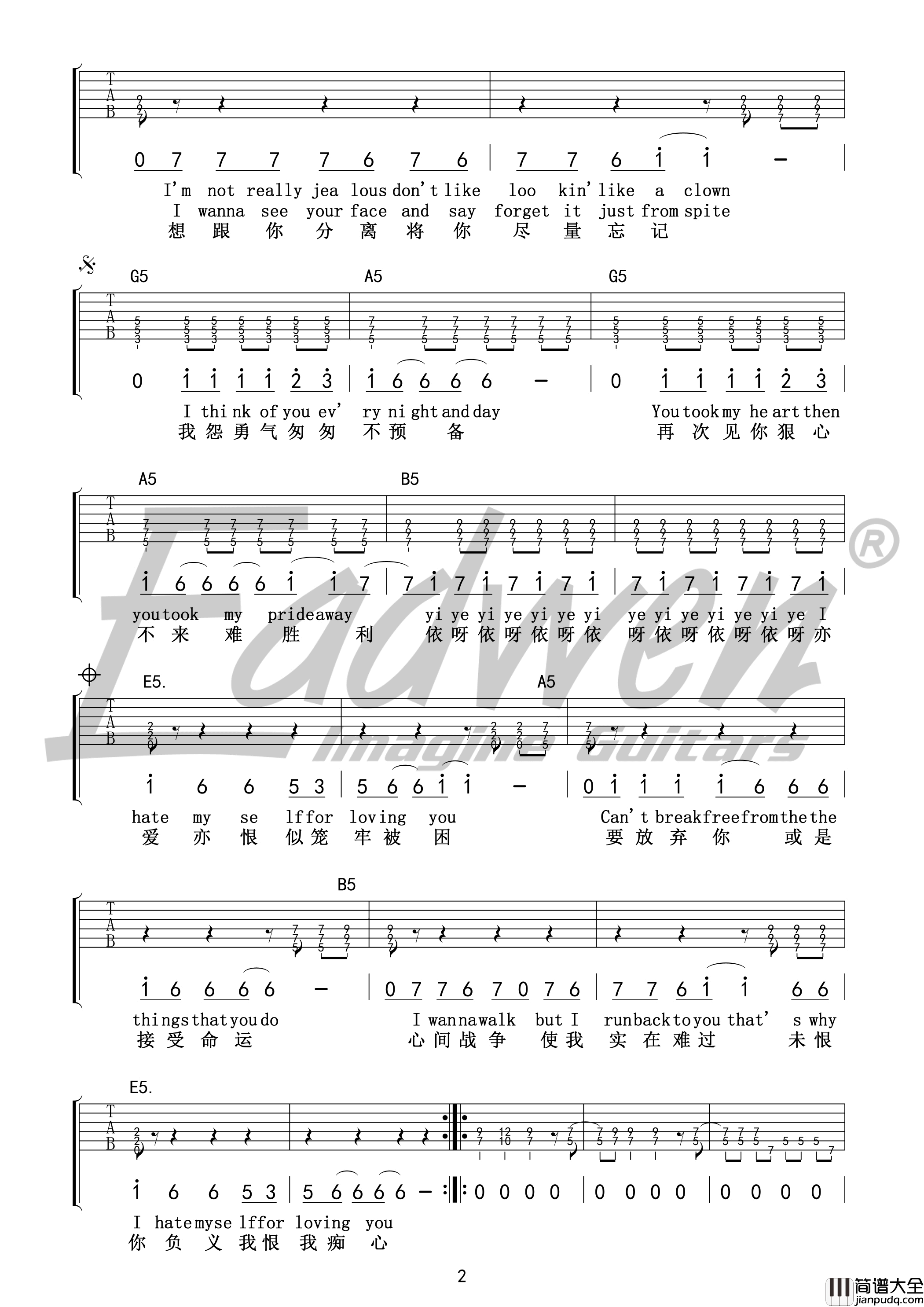 I_Hate_Myself_For_Loving_You吉他谱_G调高清版_joan_jett