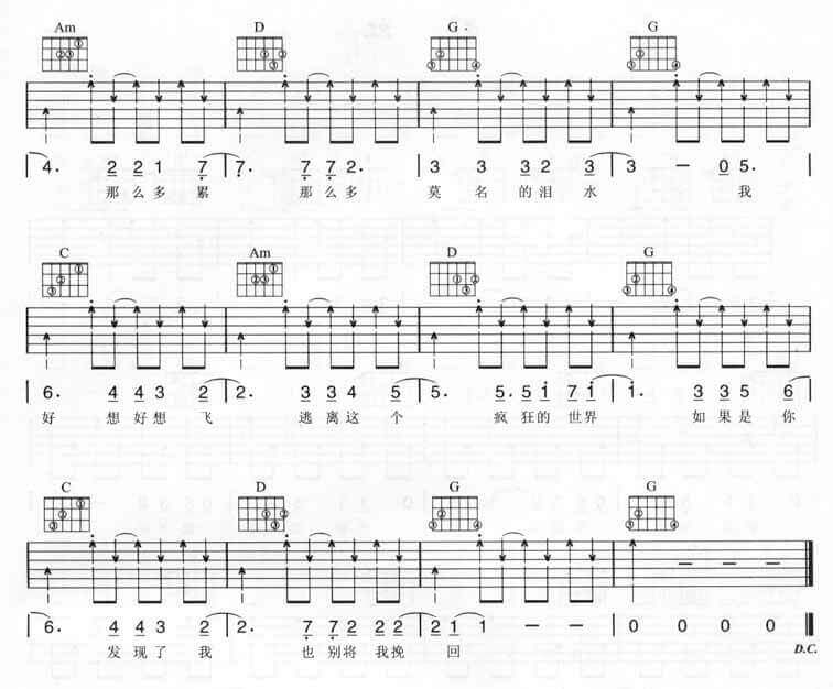疯狂世界吉他谱_G调扫弦版_熊建民编配_五月天
