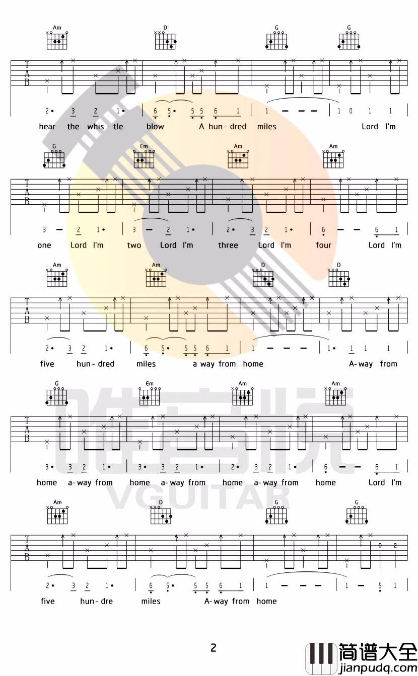 Five_hundred_miles吉他谱__500miles_六线谱_G调原版弹唱谱