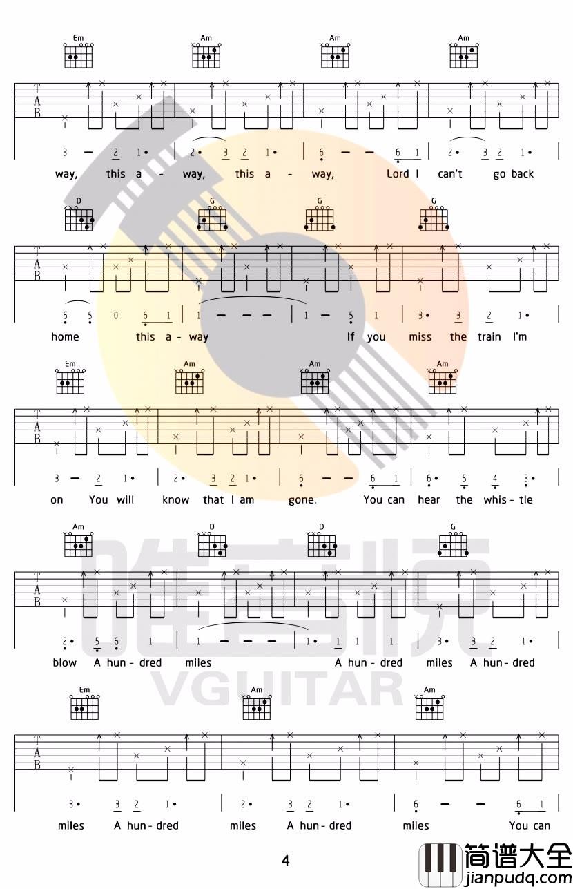 Five_hundred_miles吉他谱__500miles_六线谱_G调原版弹唱谱