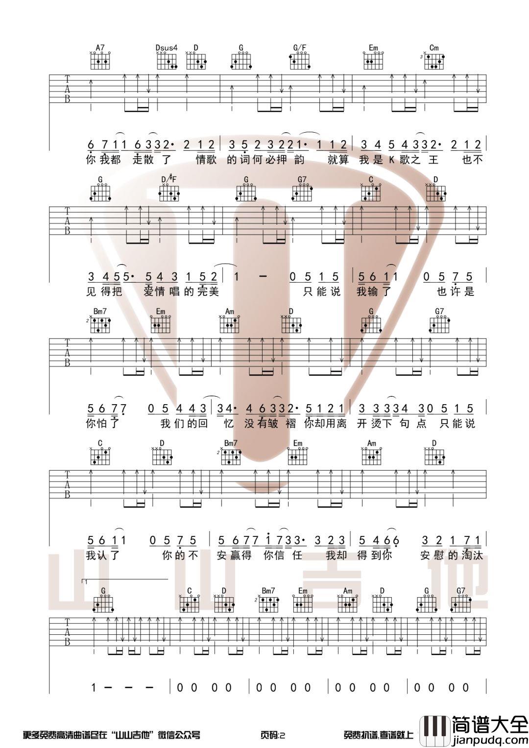_淘汰_吉他谱_陈奕迅_G调原版弹唱六线谱