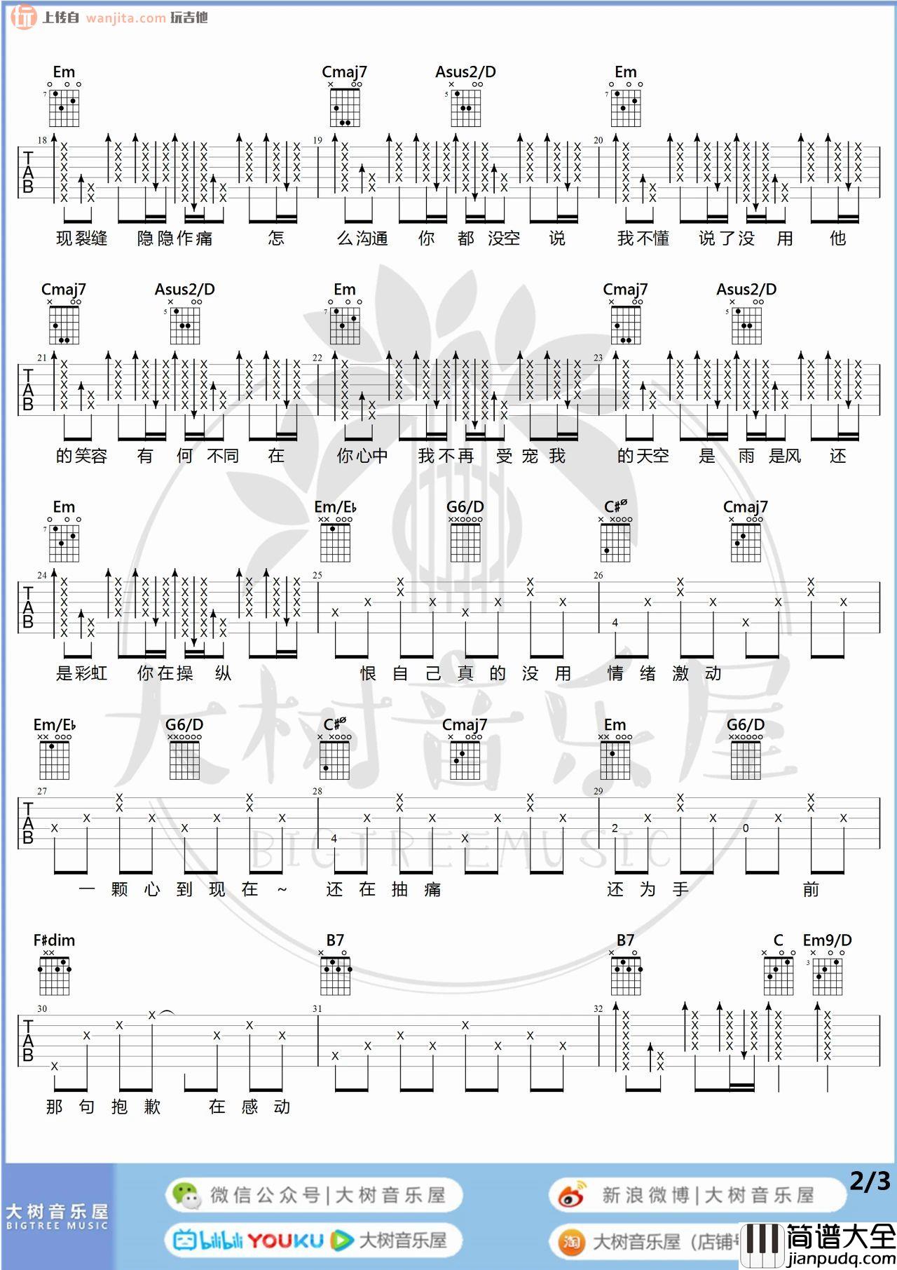 反方向的钟吉他谱_周杰伦_G调原版六线谱_吉他教学/演示视频