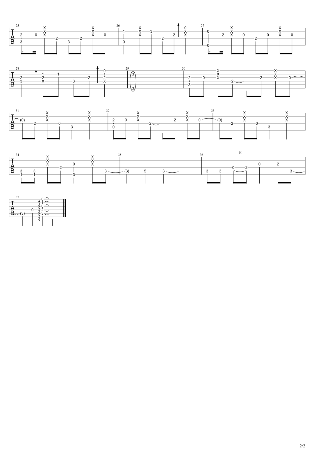 不怕指弹吉他谱预览图