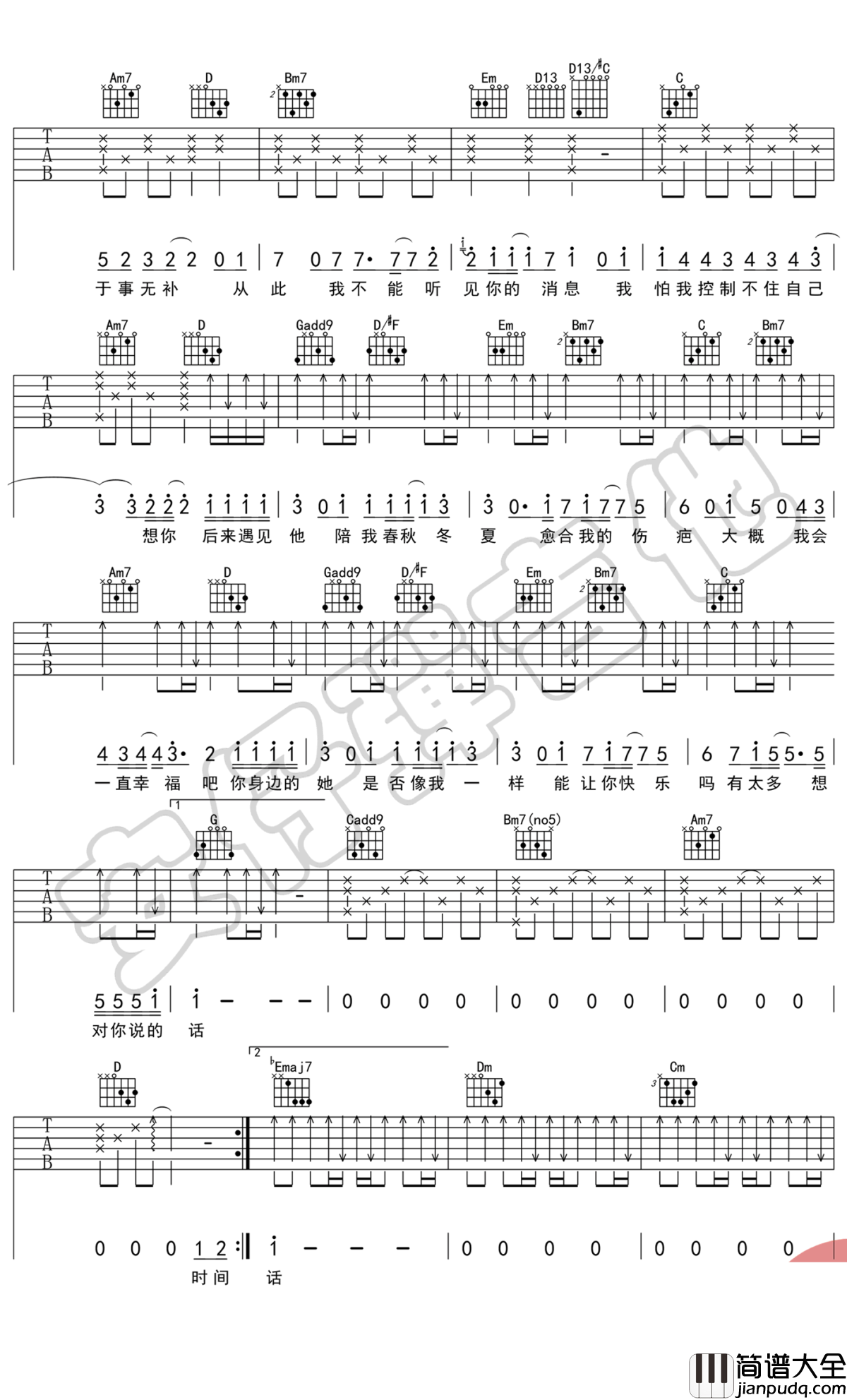 后来遇见他吉他谱_胡66_G调指法弹唱教学视频