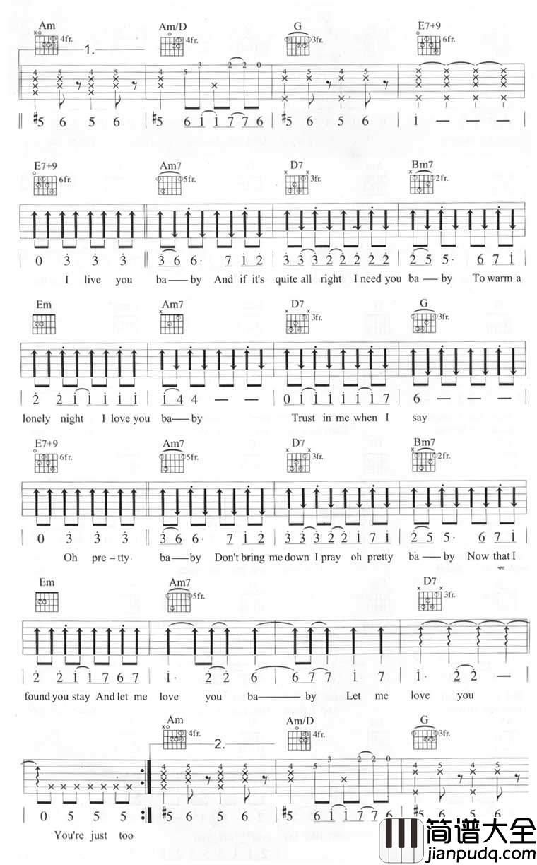 _Can_not_Take_My_Eyes_Off_You_吉他谱_王若琳_G调弹唱六线谱