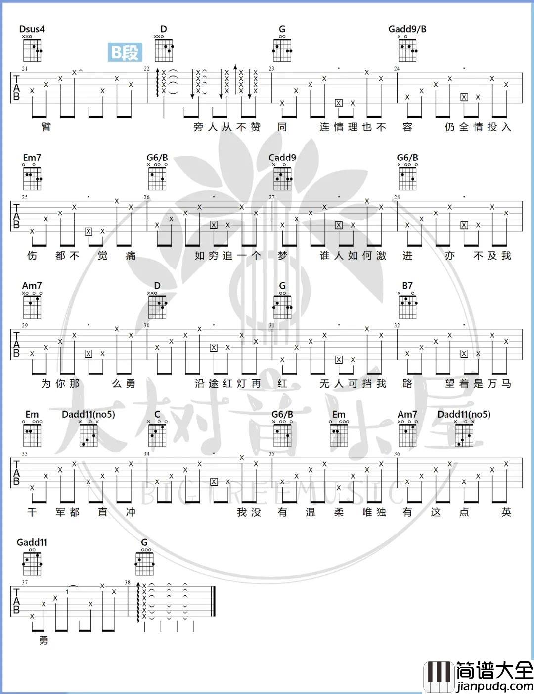 勇吉他谱_杨千嬅__勇_G调原版弹唱六线谱
