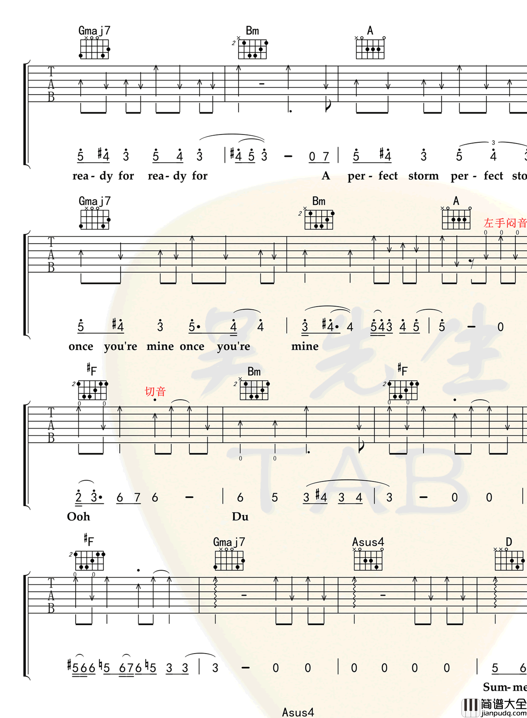 _Dark_Horse_吉他谱_札仑比_G调弹唱六线谱