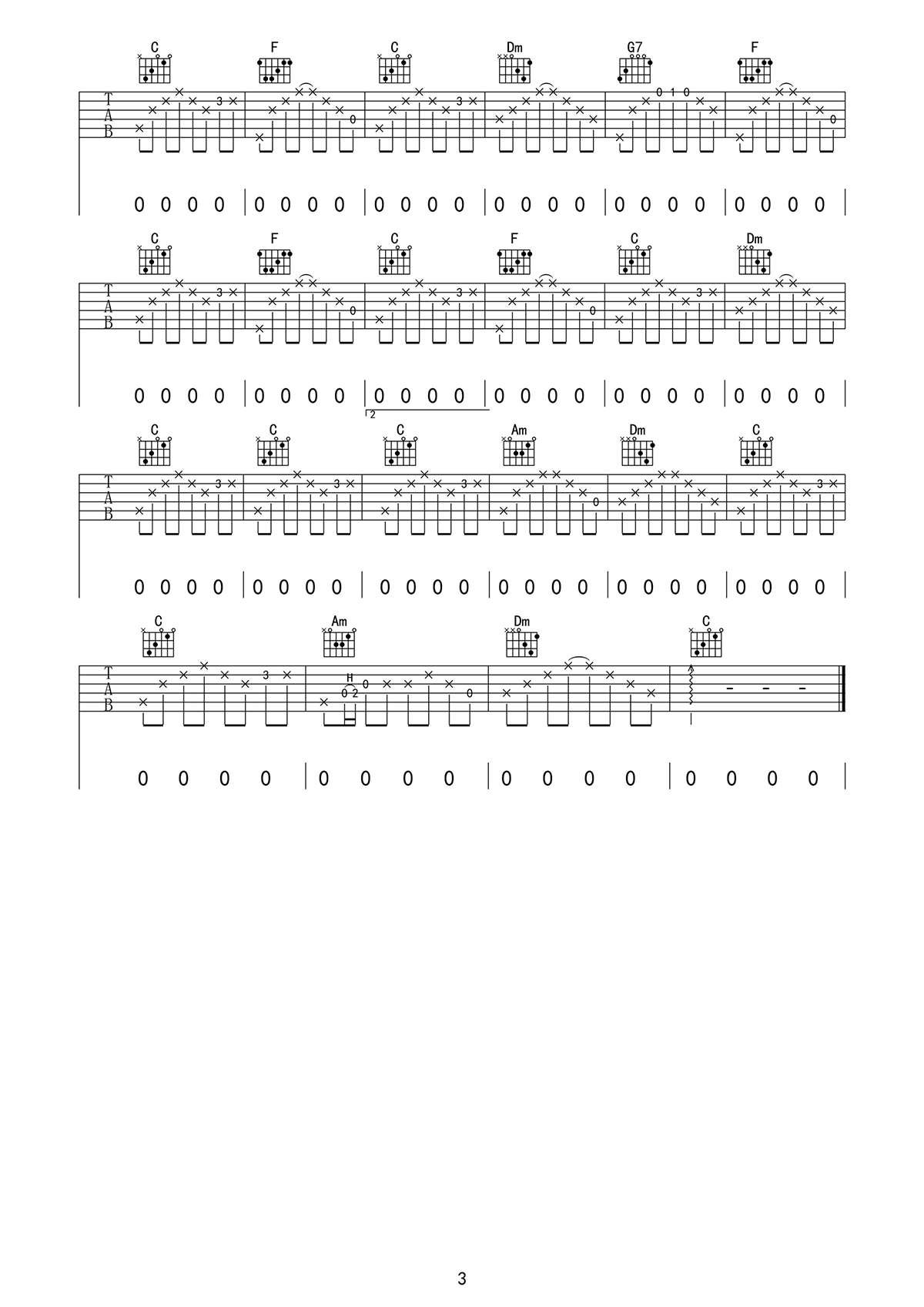 _民谣在路上_吉他谱_前冲乐队_G调弹唱六线谱