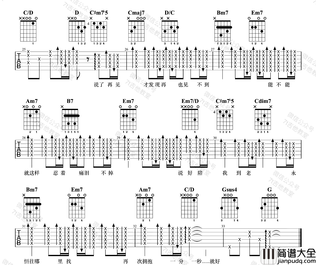 说了再见吉他谱_周杰伦__说了再见_G调原版六线谱_吉他弹唱教学
