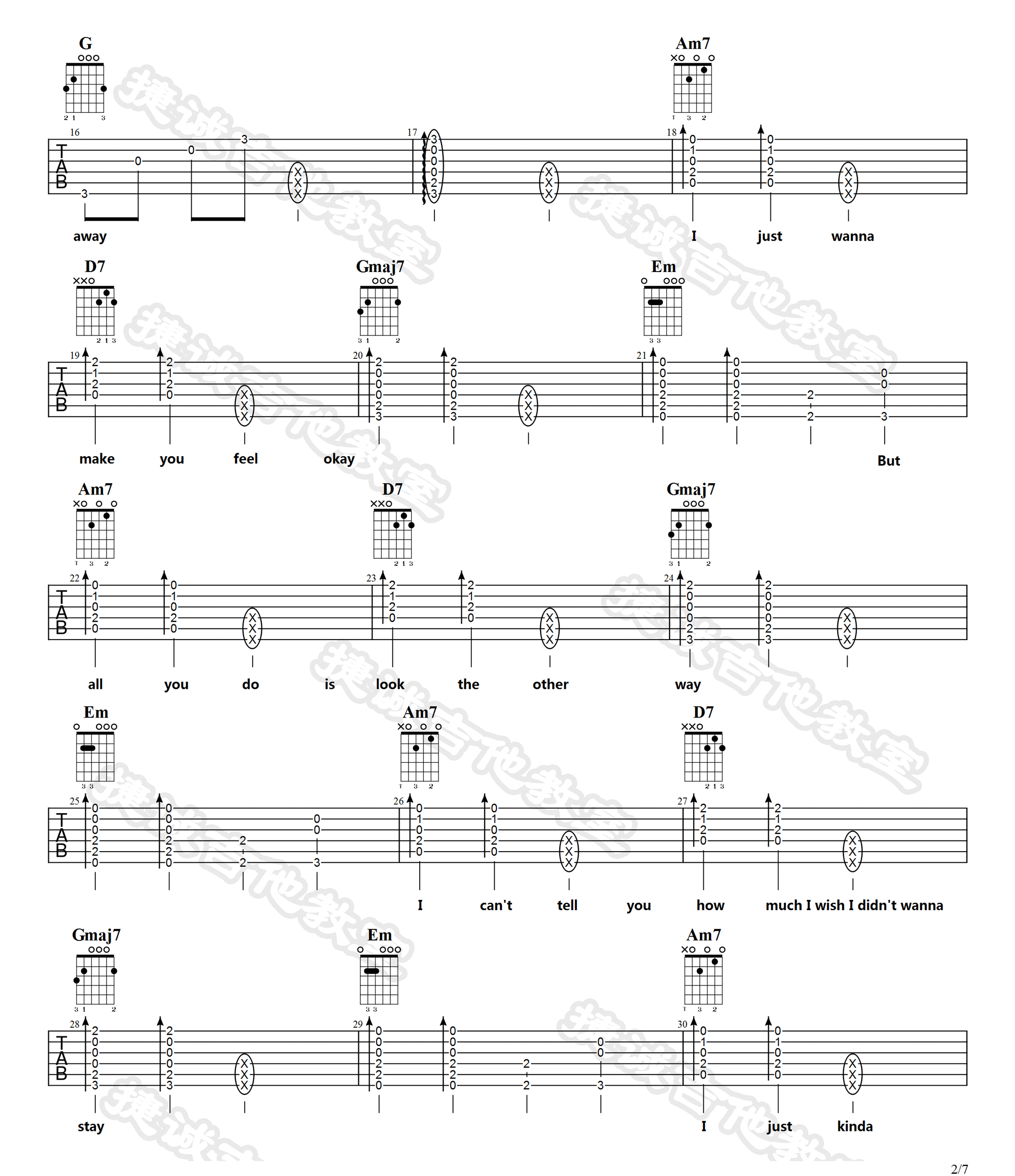 _Wish_You_Were_Gay_吉他谱_Billie_Eilish_G调弹唱六线谱