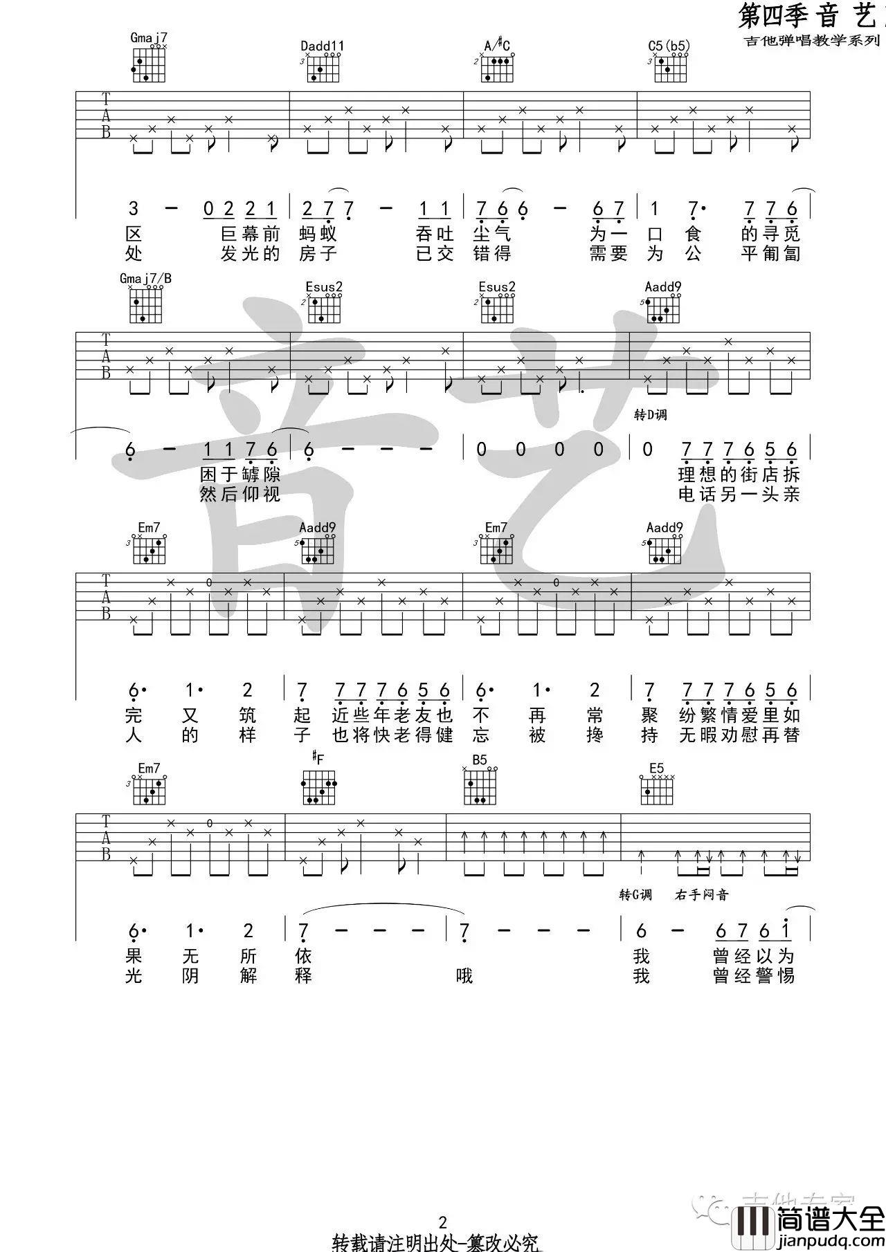 霓虹深处吉他谱_陈鸿宇_G调指法吉他谱