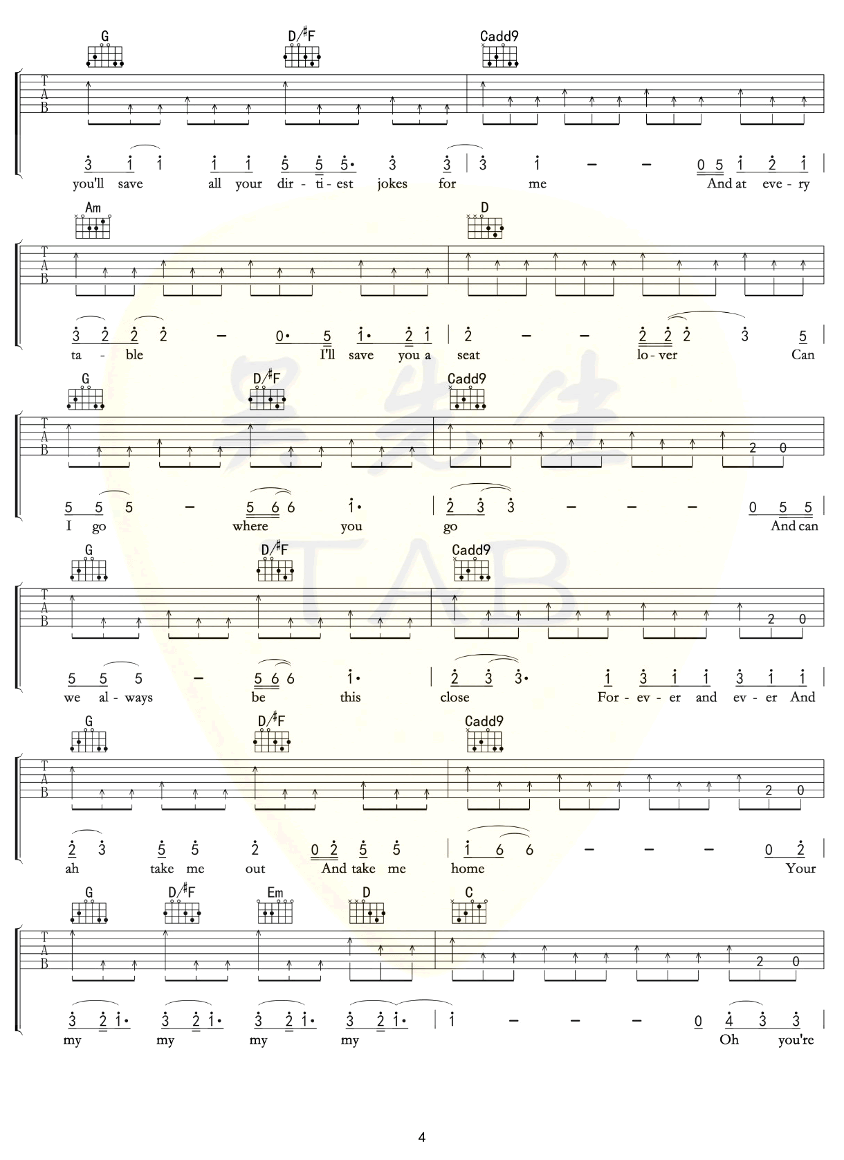 lover吉他谱_G调扫弦版_Taylor_Swift