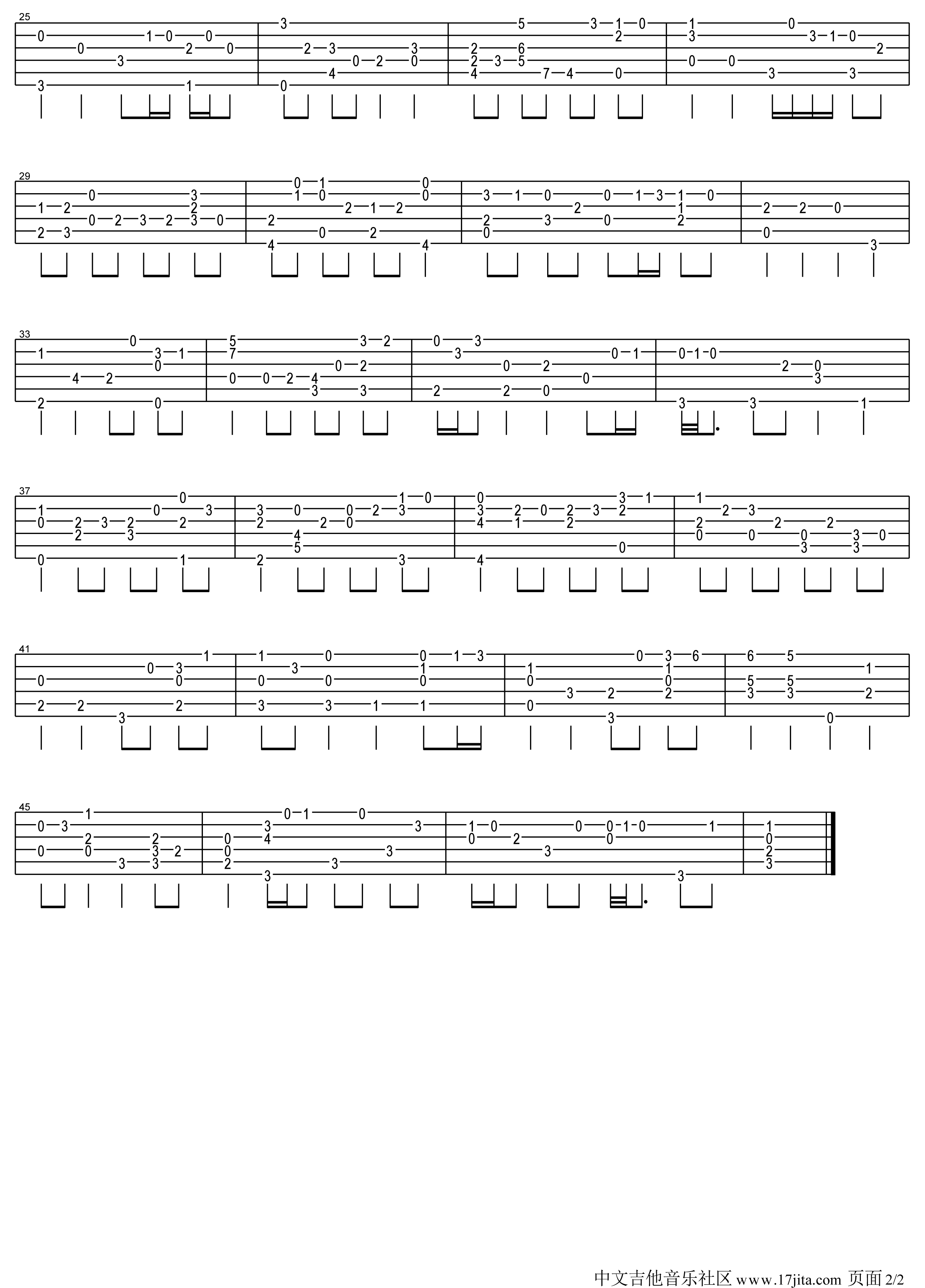 G弦上的咏叹调吉他谱_G调高清版_17吉他编配_巴赫