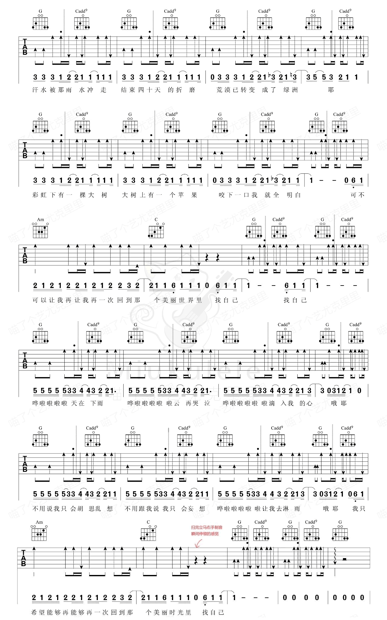 找自己吉他谱_陶喆_G调弹唱谱_吉他视频演示
