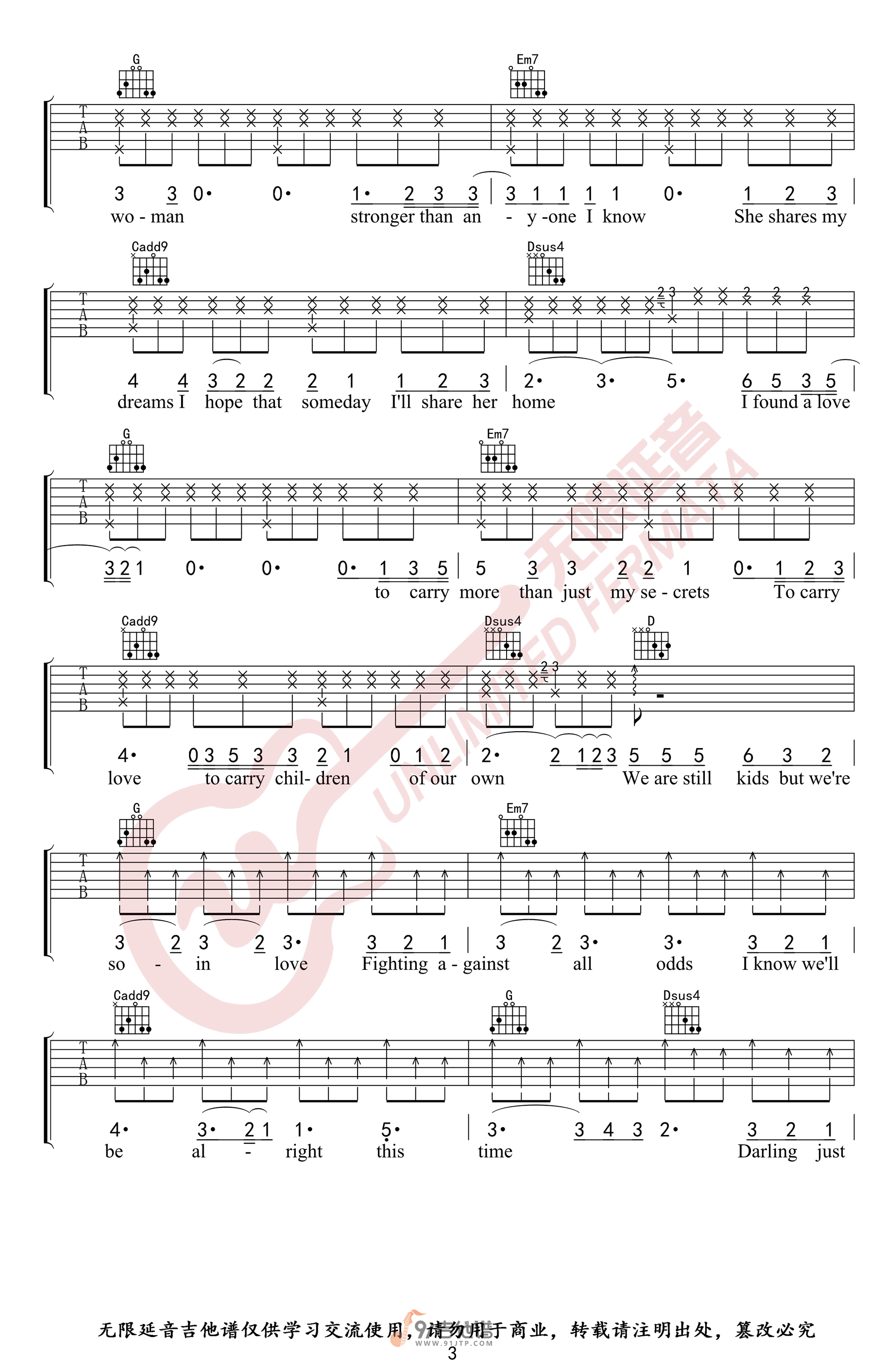 Ed_Sheeran_Perfect_吉他谱_G调指法原版编配_民谣吉他弹唱六线谱