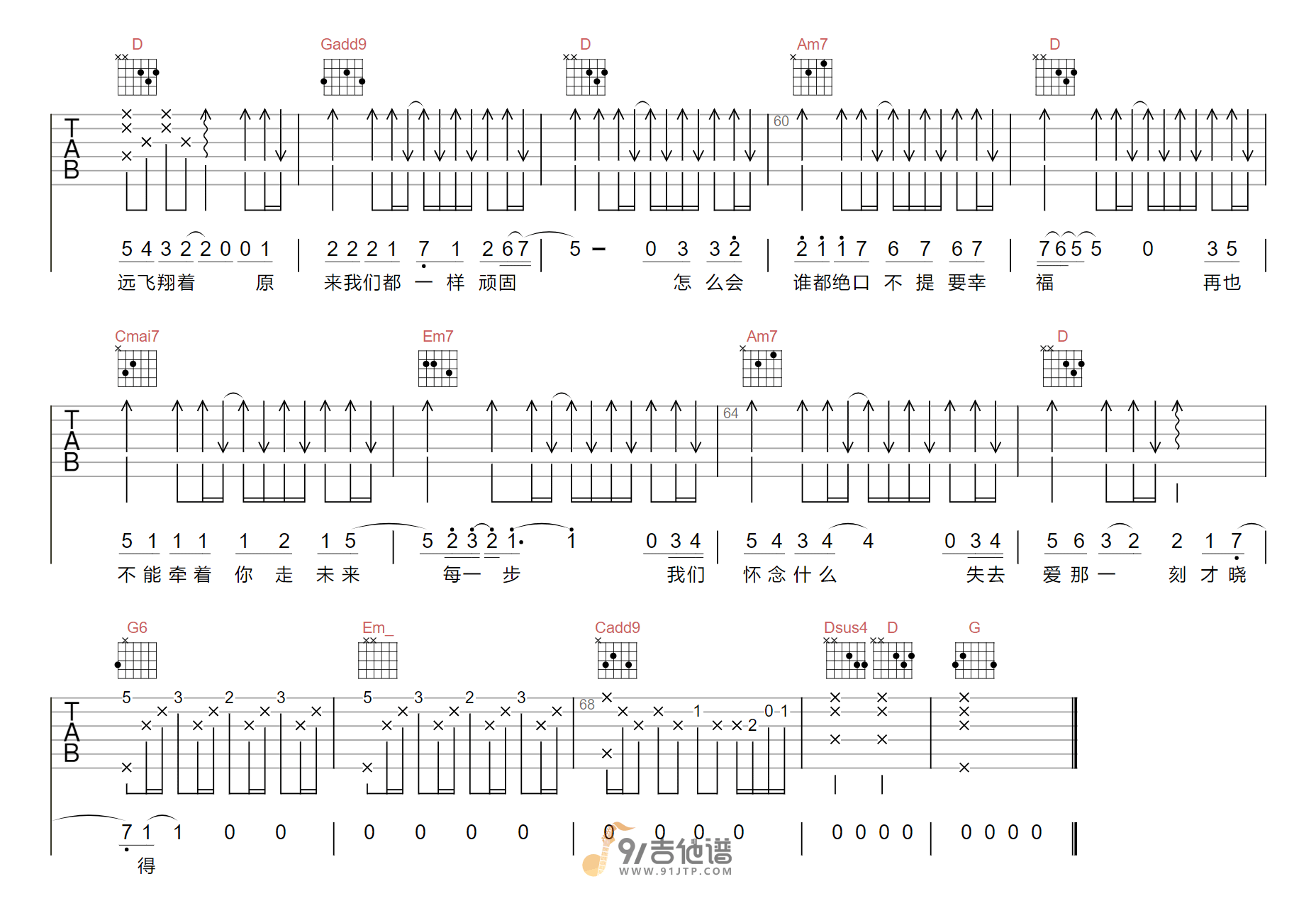 周兴哲_怎么了_吉他谱_G调指法原版编配_民谣吉他弹唱六线谱