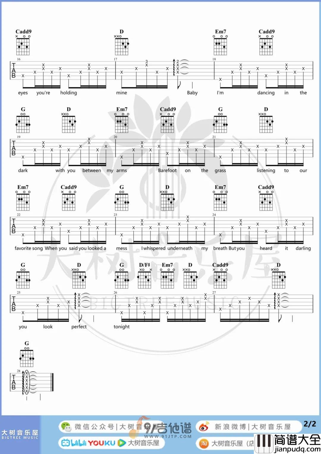 【G调版】Ed_Sheeran_Perfect_吉他谱