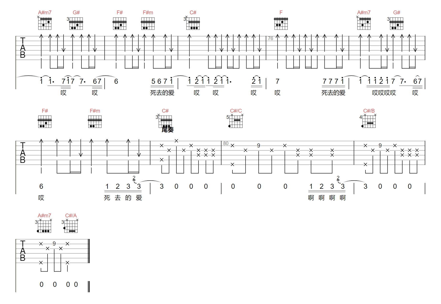 红蔷薇白玫瑰吉他谱6-邓紫棋