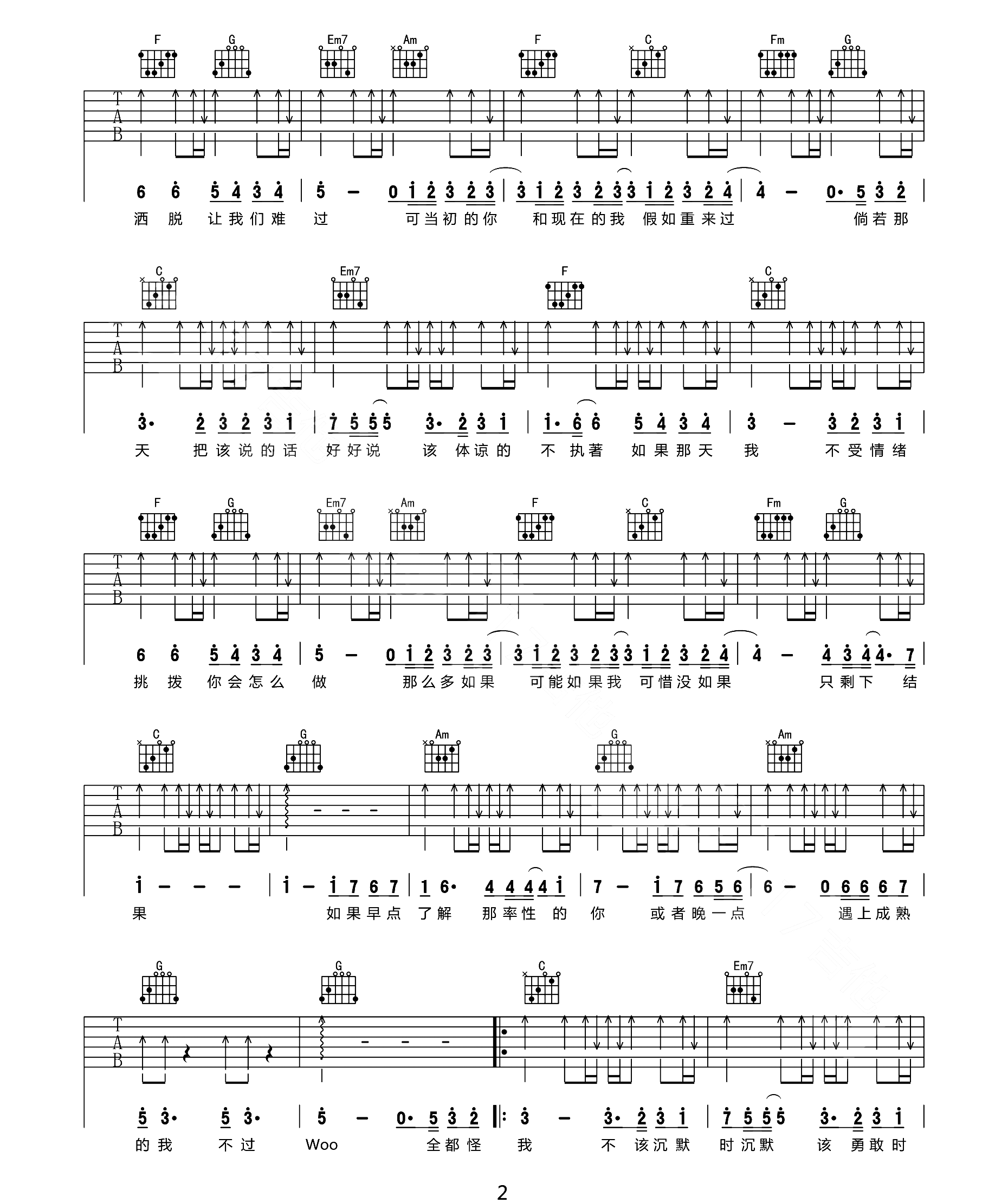 可惜没如果吉他谱2-林俊杰