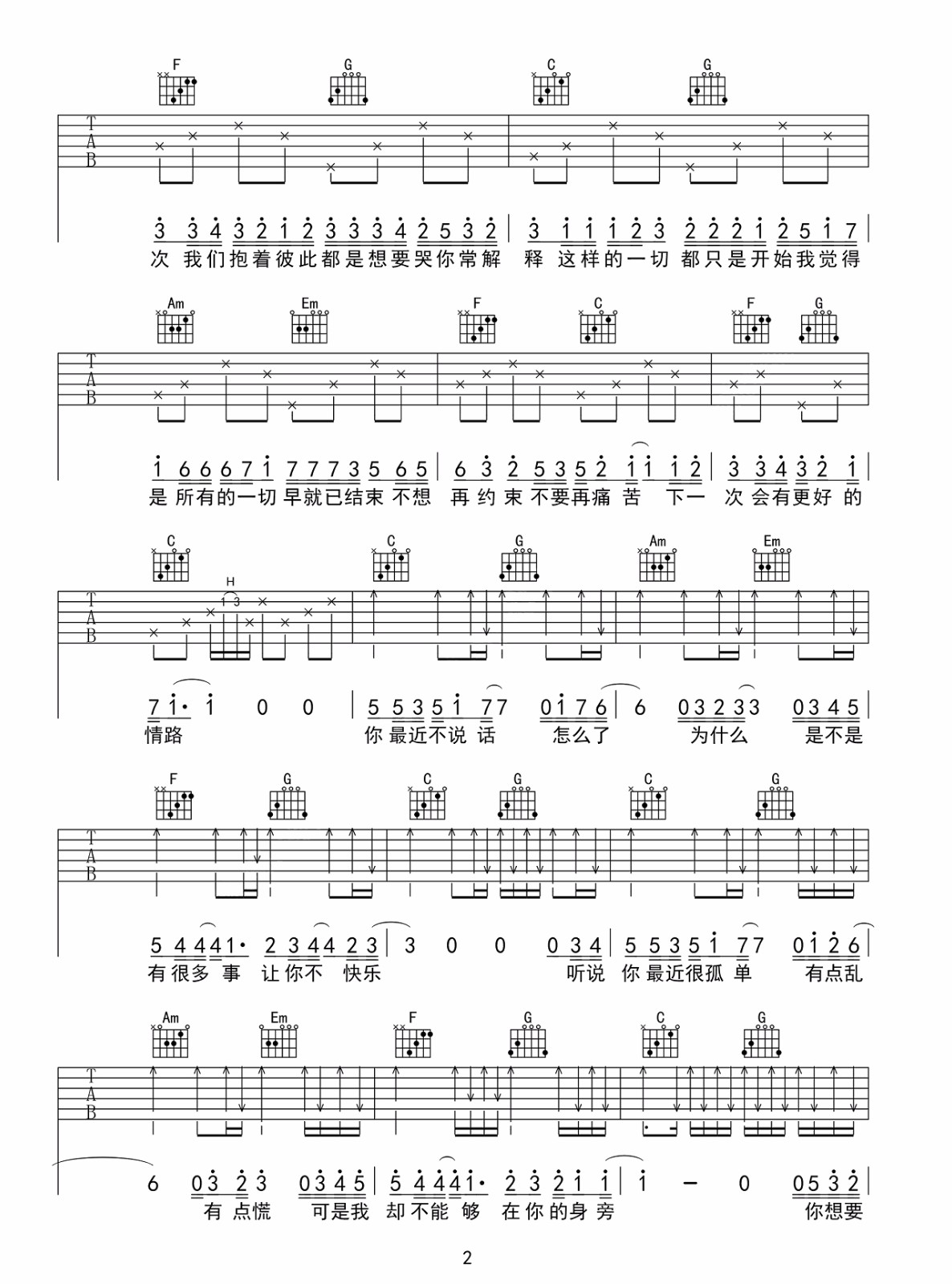 最近吉他谱2-王小帅