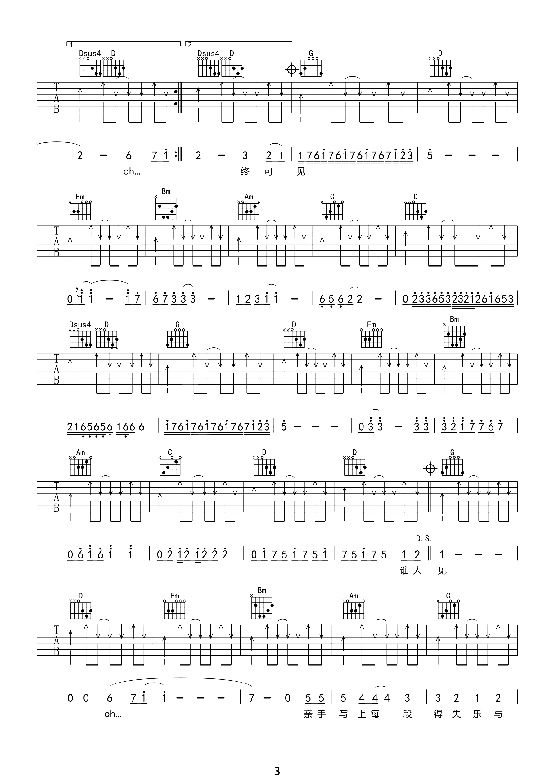 不再犹豫吉他谱3-Beyond