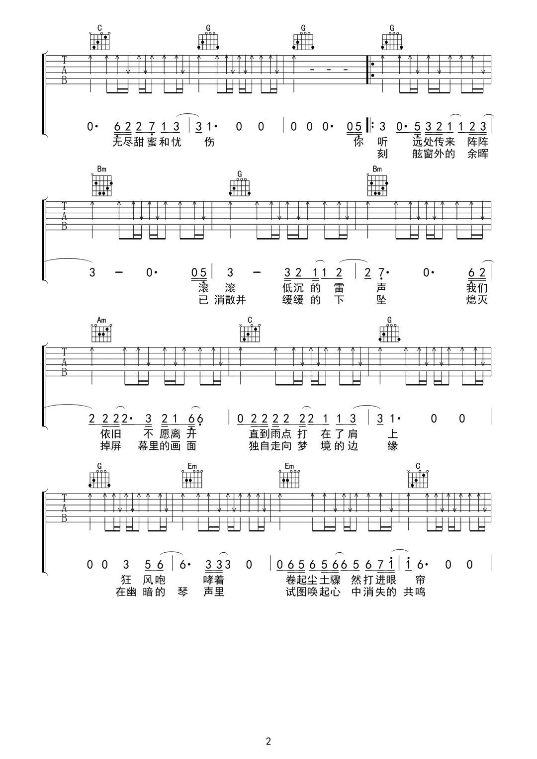没有人能够比我们更接近对方吉他谱2-声音玩具