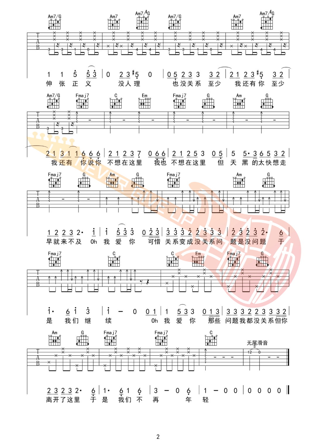 但吉他谱2-草东没有派对
