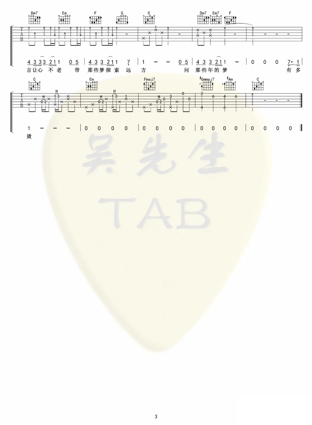 裹着心的光吉他谱3-林俊杰