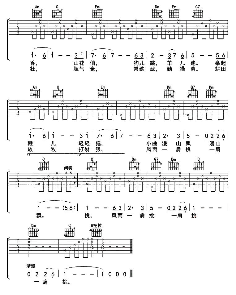 牧羊曲吉他谱2-郑旭岚