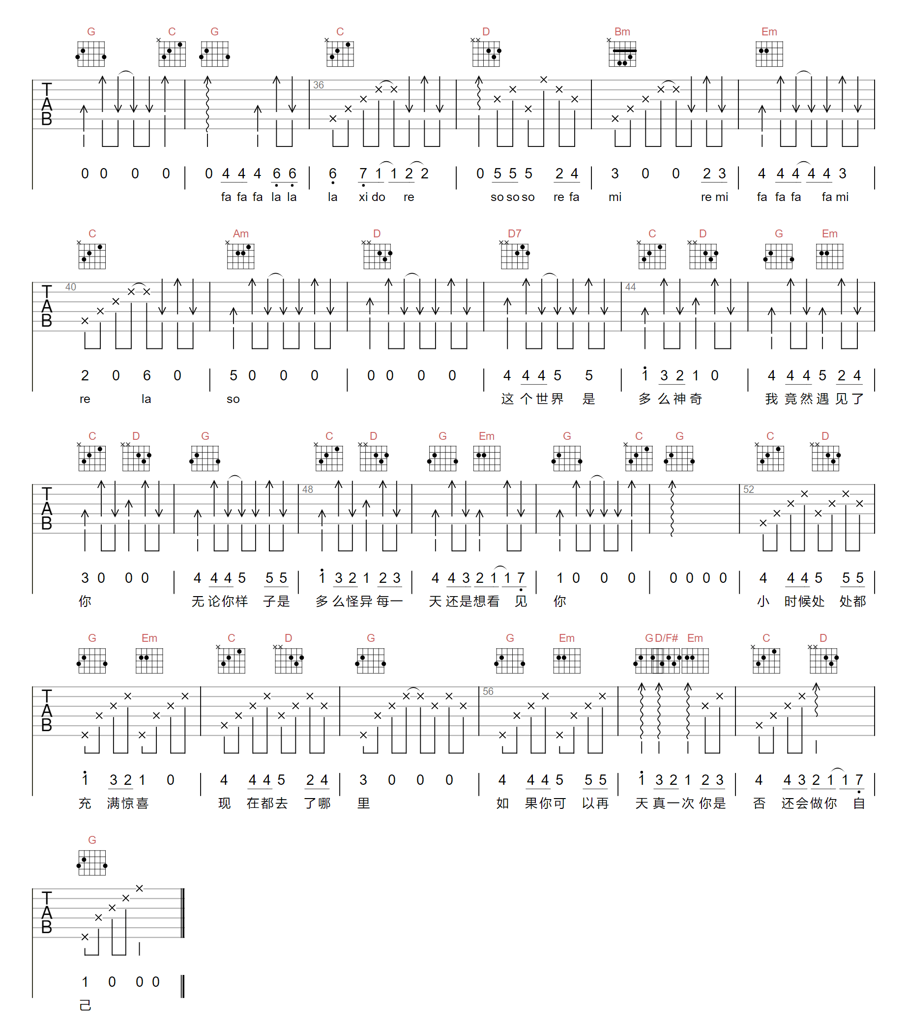 无论多怪异我还是会喜欢你吉他谱2-江惠莲