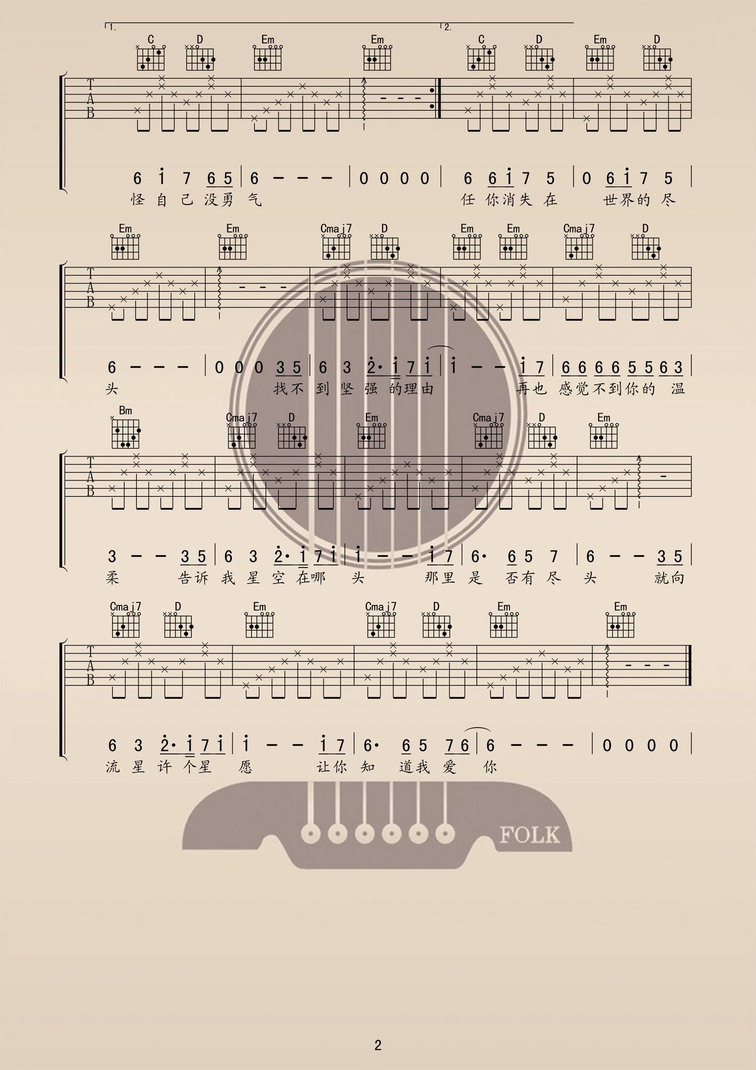 星语心愿吉他谱2-张柏芝