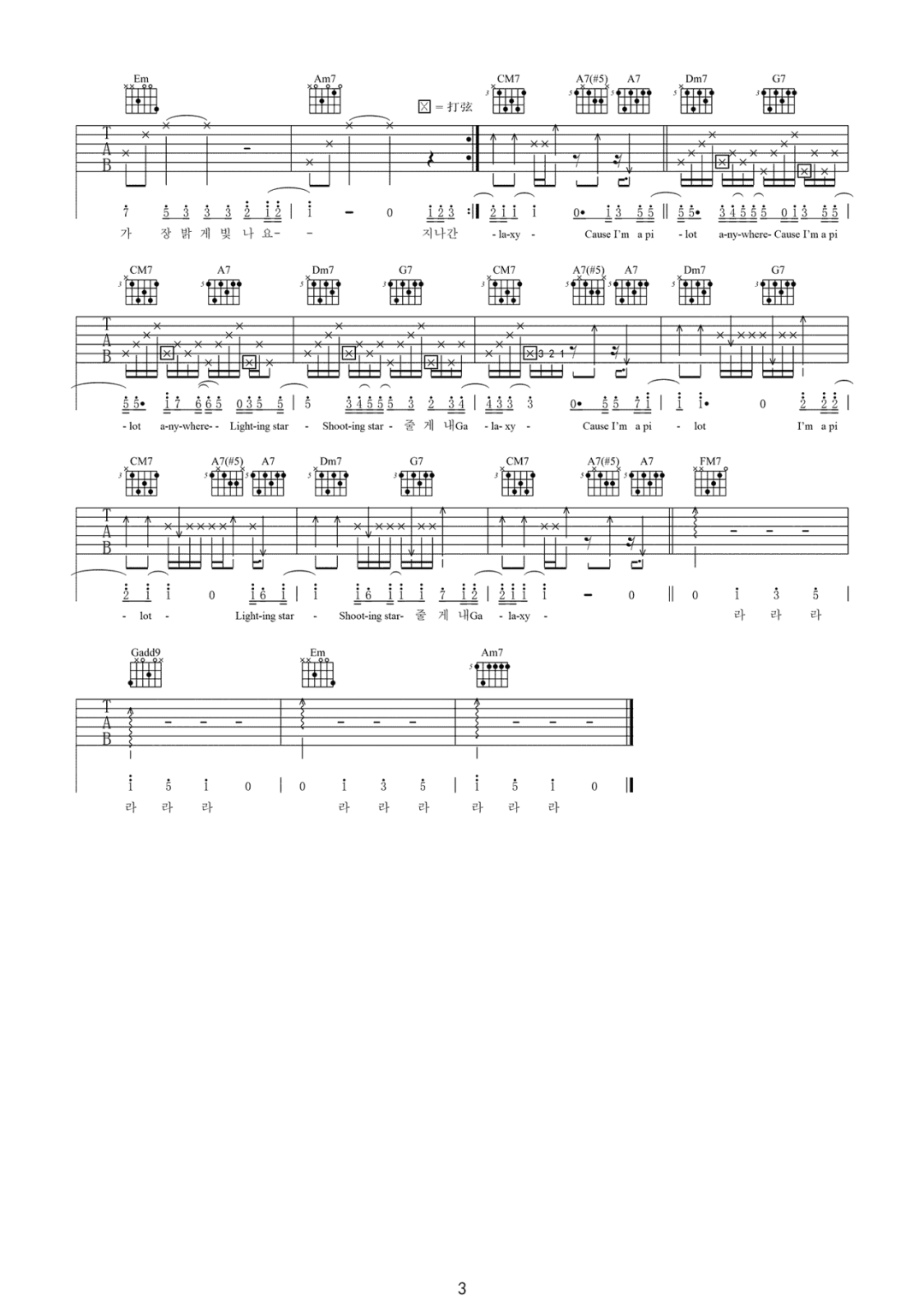 给你宇宙吉他谱3-脸红的思春期