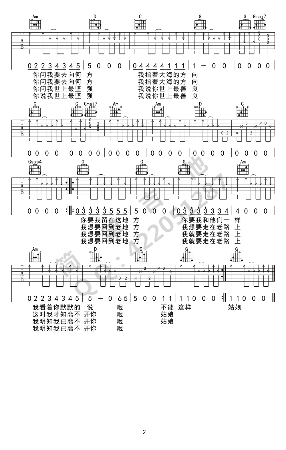 花房姑娘吉他谱2-崔健