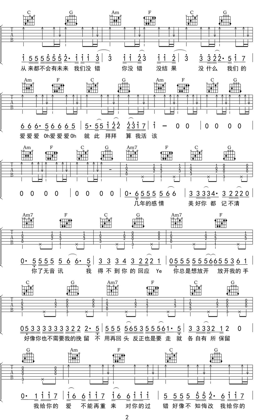 给不了你未来吉他谱2-张家旺