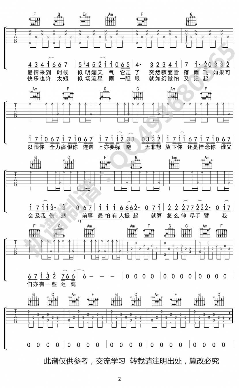 爱在记忆中找你吉他谱2-林峰
