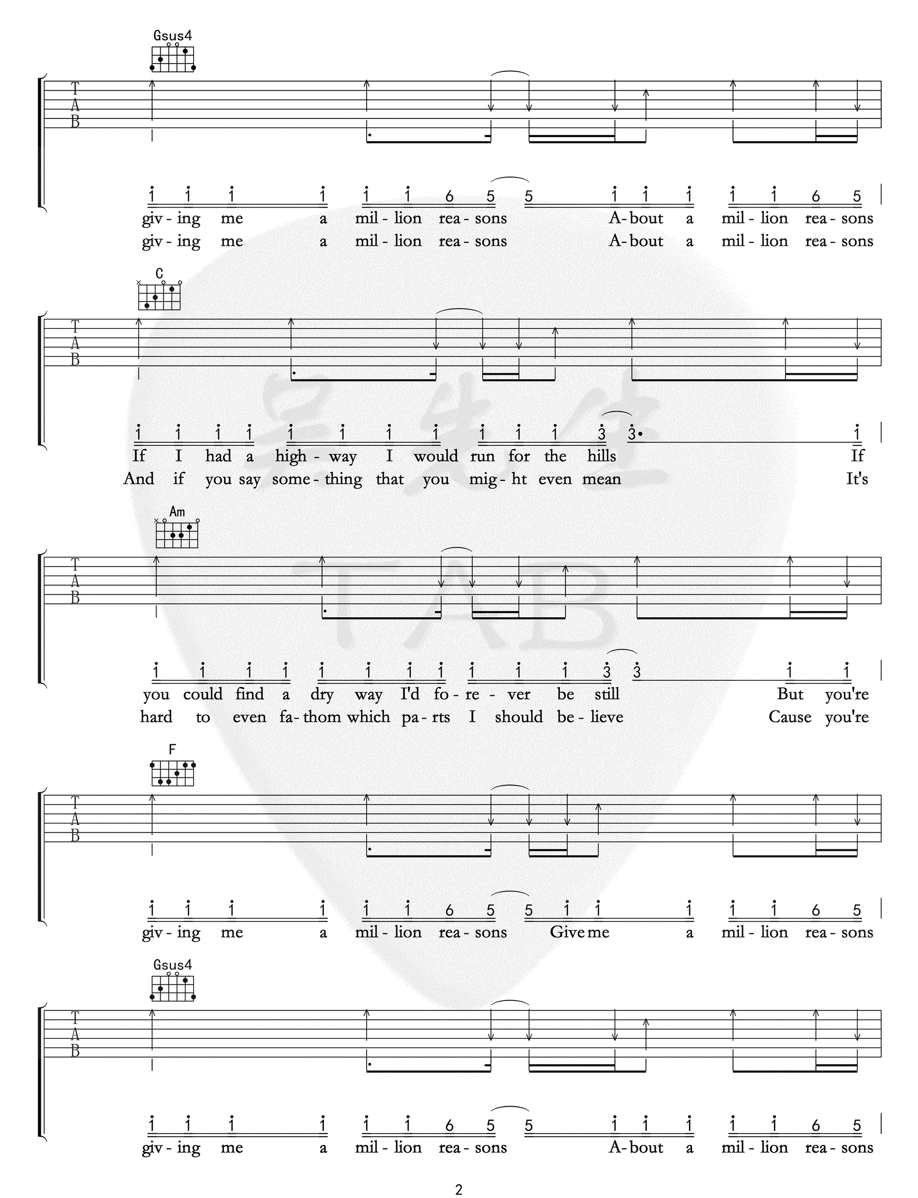 Million-Reasons吉他谱2-Lady-Gaga