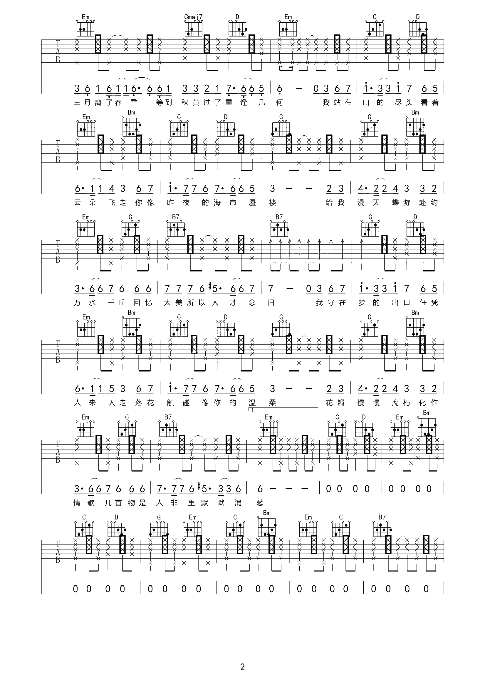 念旧吉他谱2-阿悠悠