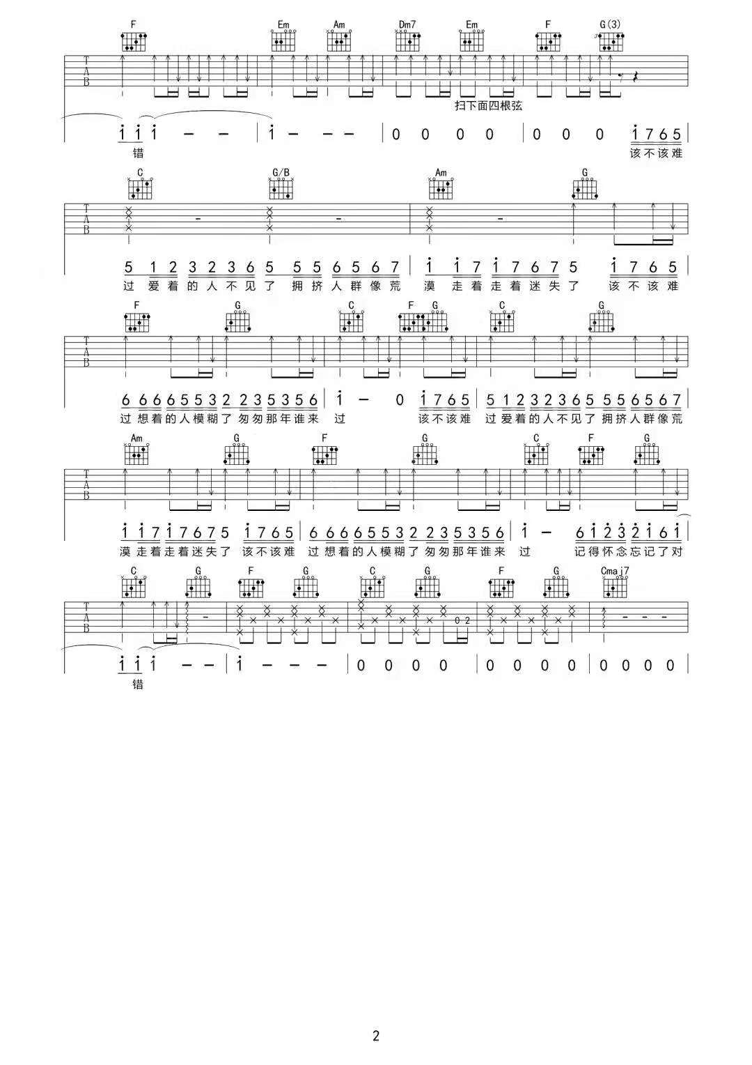 该不该难过吉他谱2-王小帅