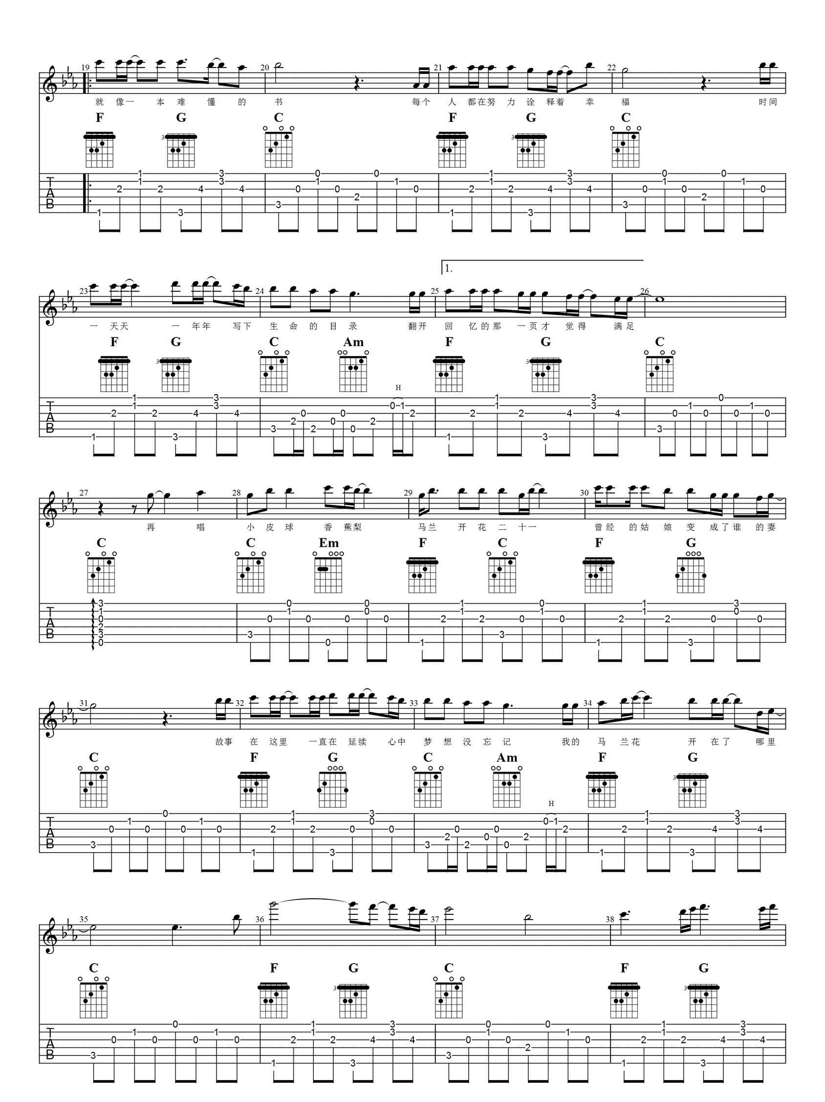 马兰花吉他谱2-大痒痒