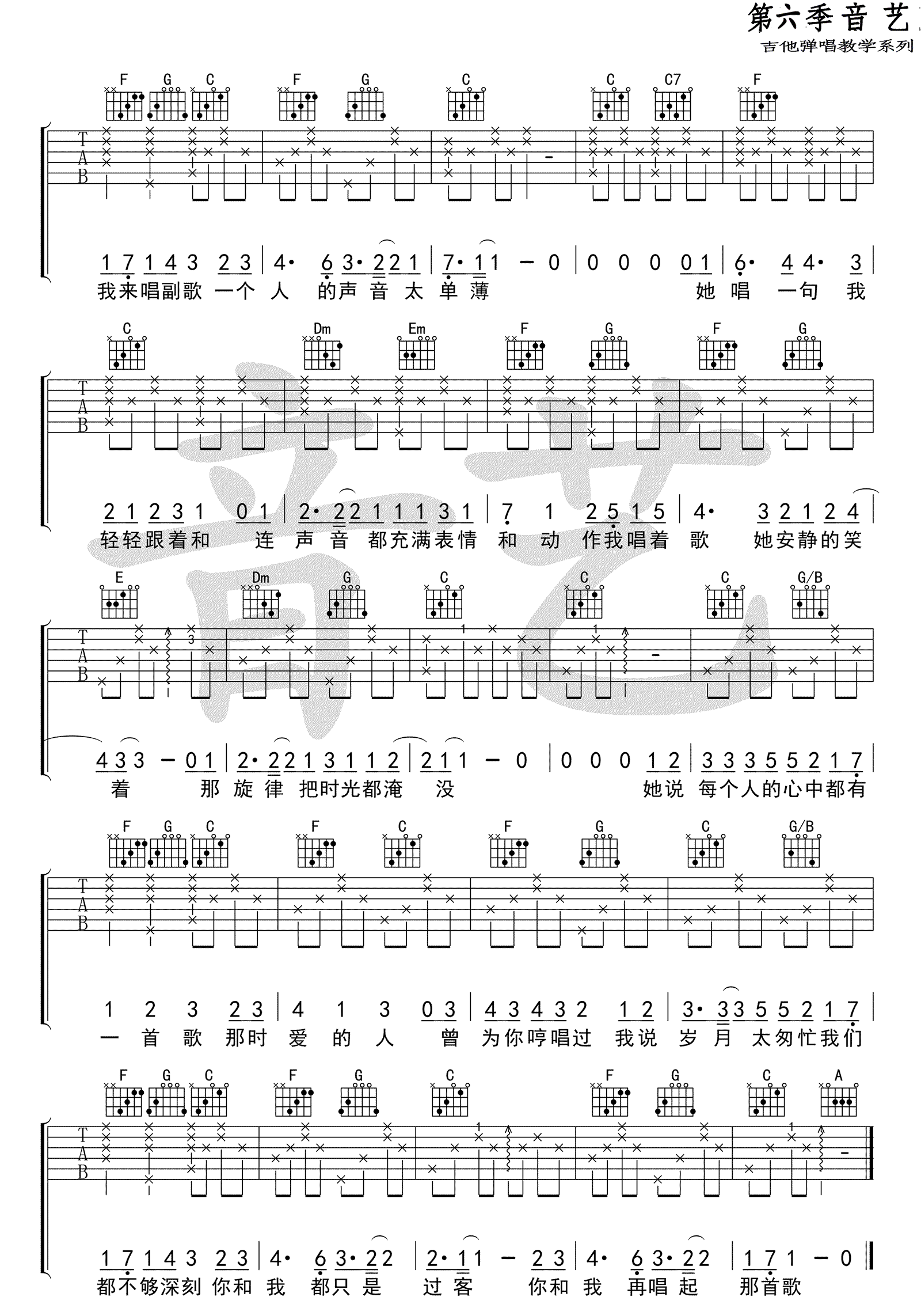 她说每个人的心中都有一首歌吉他谱3-陈小熊