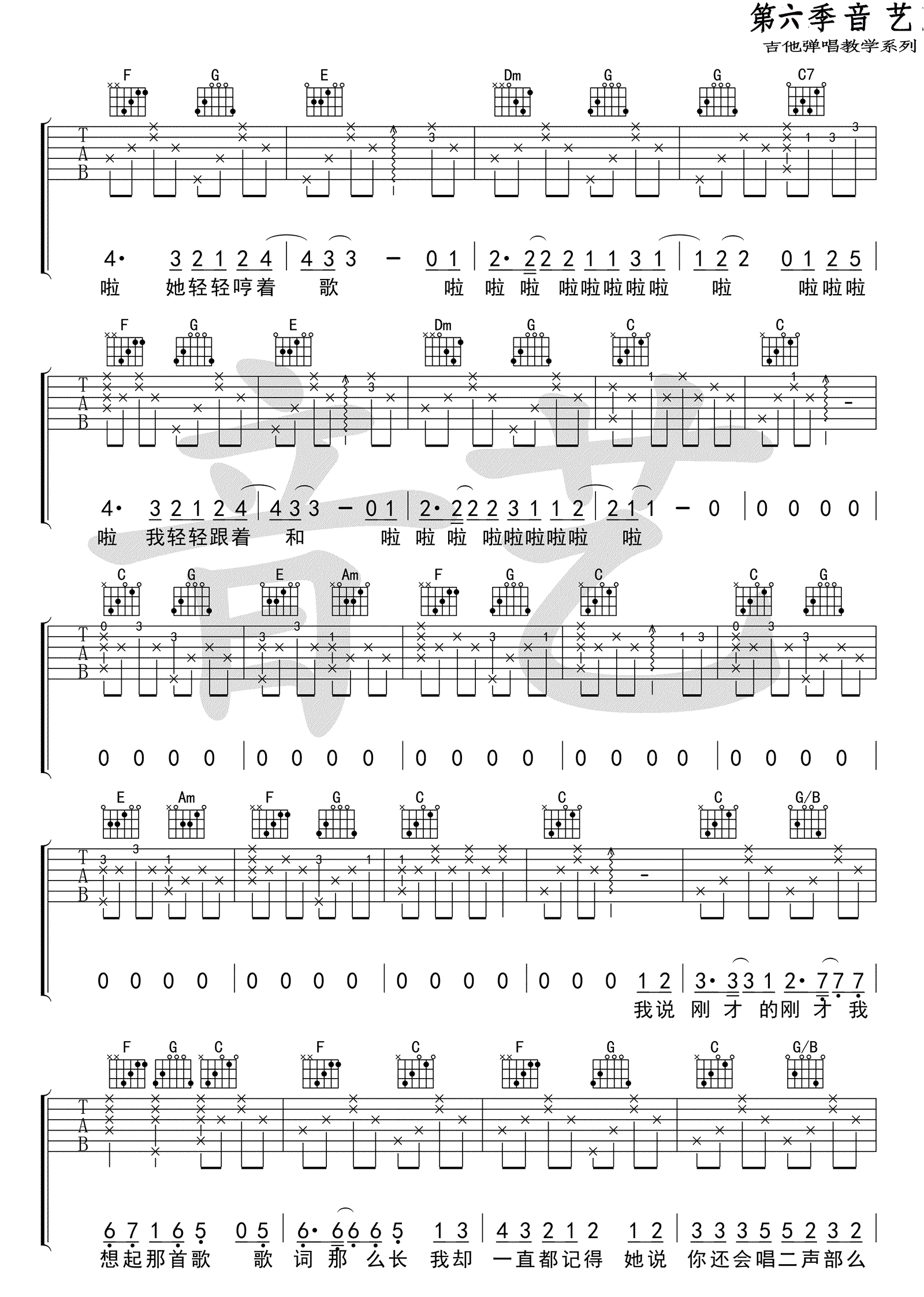 她说每个人的心中都有一首歌吉他谱2-陈小熊