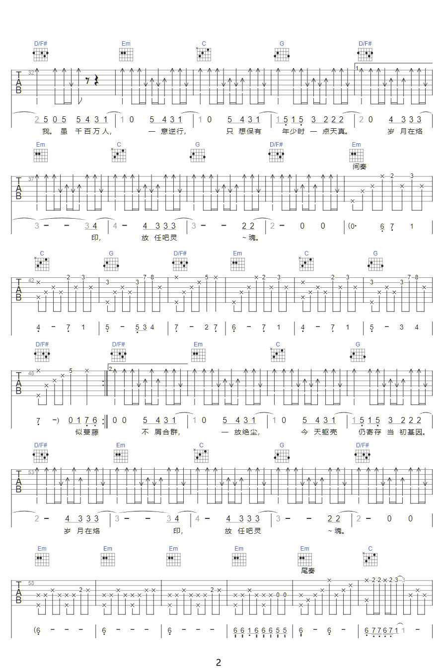 逆行吉他谱2-谢霆锋