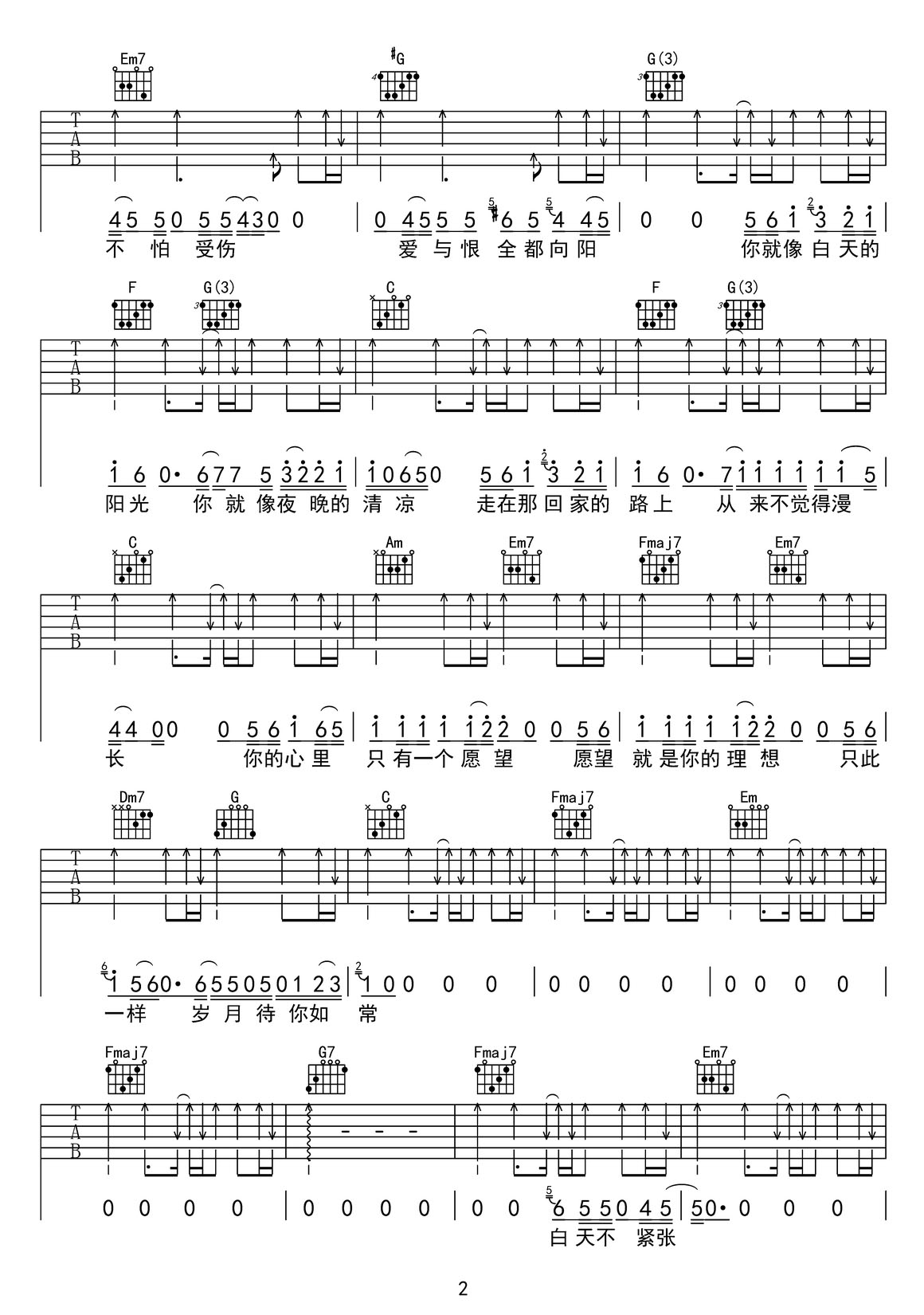 安然无恙吉他谱2-梁博