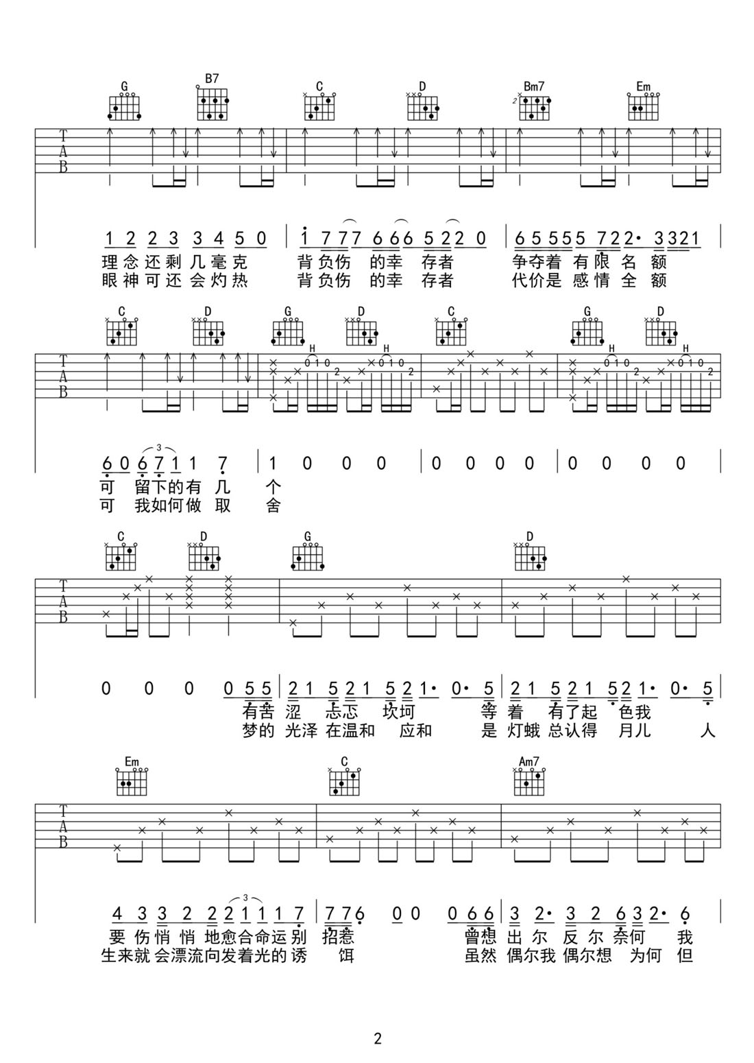 幸存者吉他谱2-林俊杰