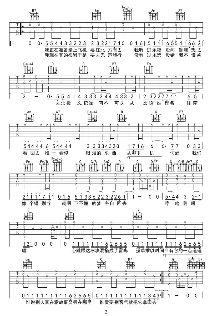 去北极忘记你吉他谱2-Gareth.T