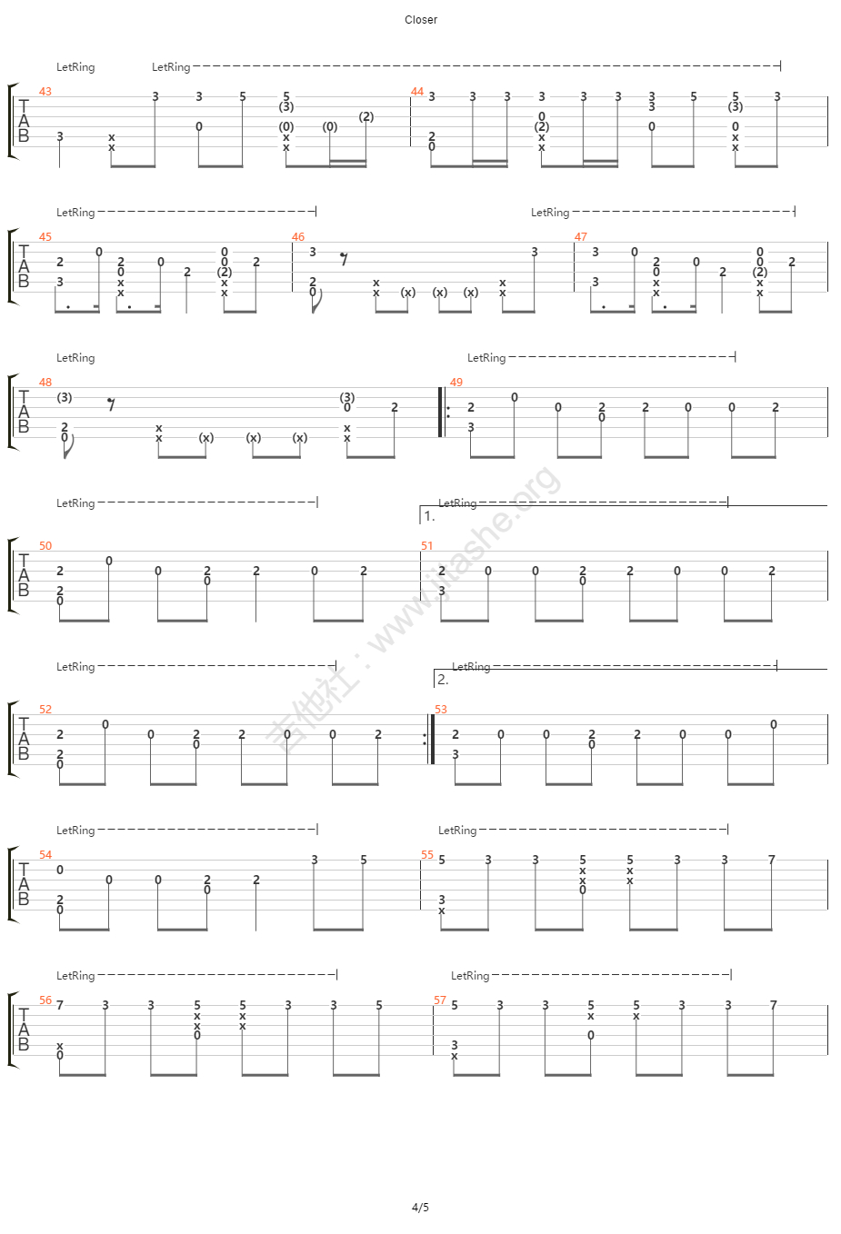 Closer指弹吉他谱4-烟鬼组合