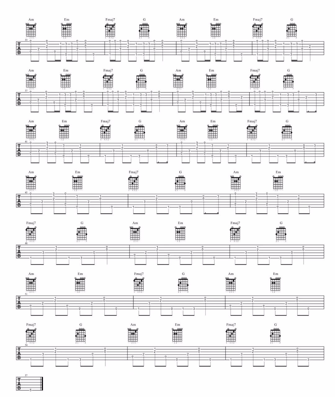 出山指弹吉他谱2-花粥