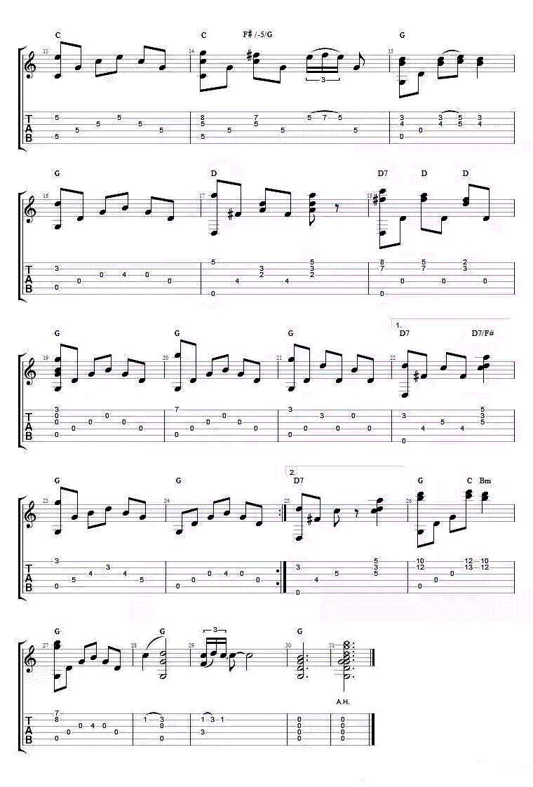 Silent-Night指弹吉他谱2