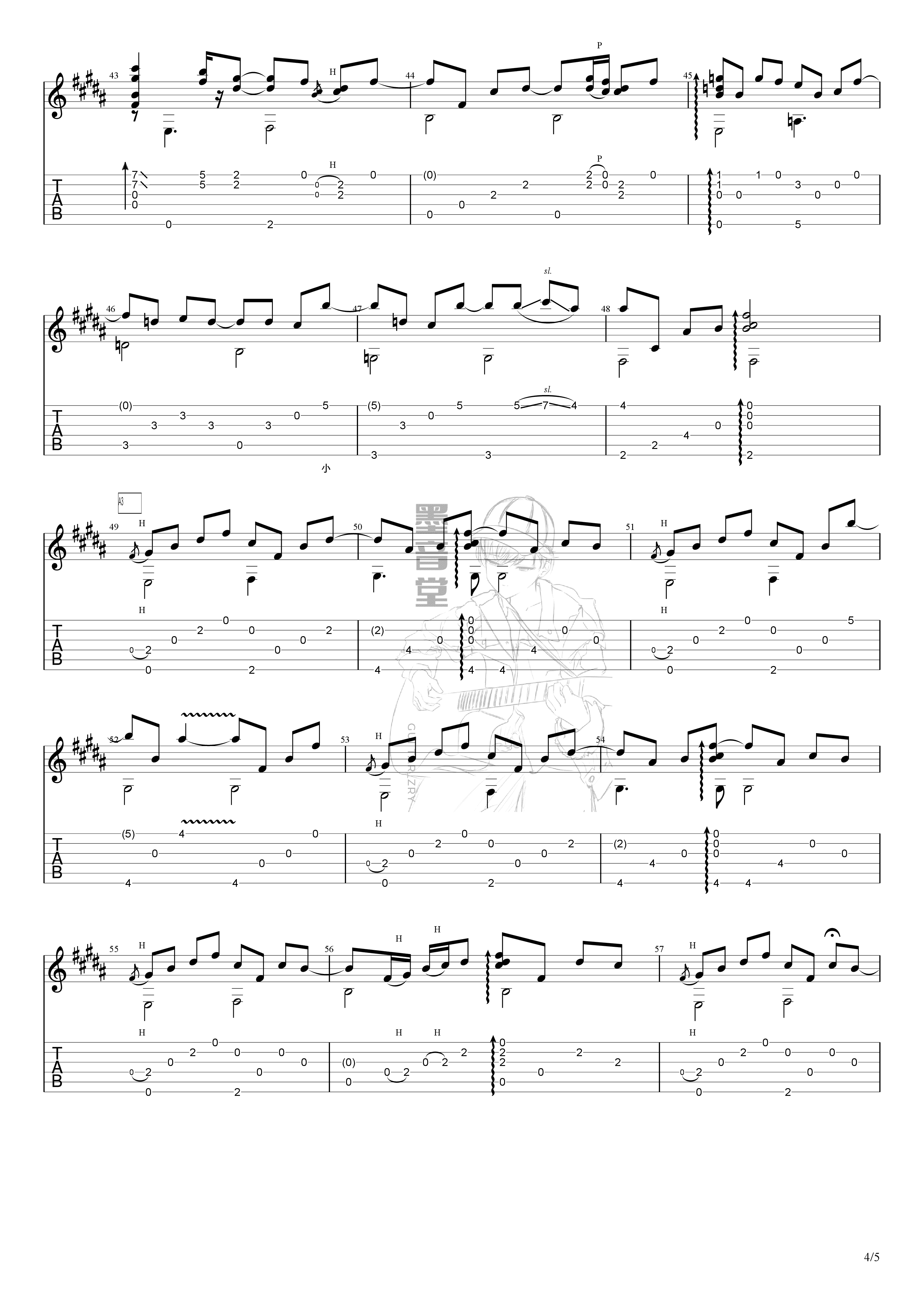 沐春阳指弹吉他谱4-曹思义